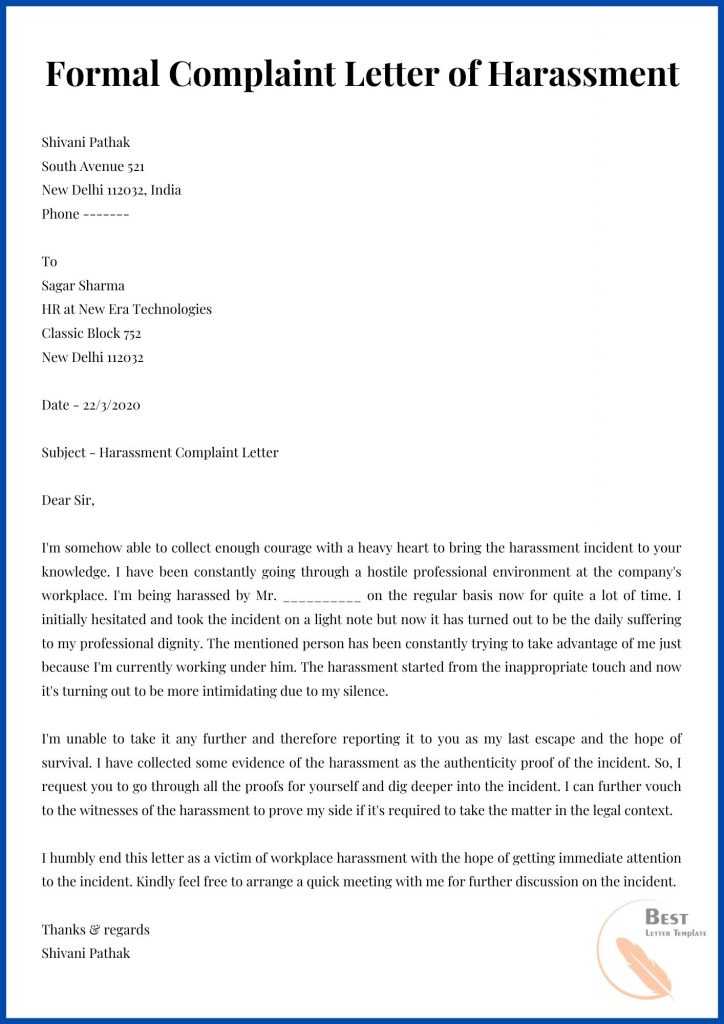 Formal Complaint Letter of Harassment