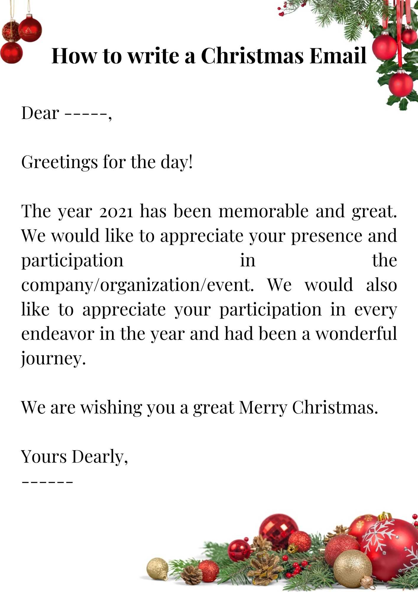 Christmas Letter Template Sample with Example