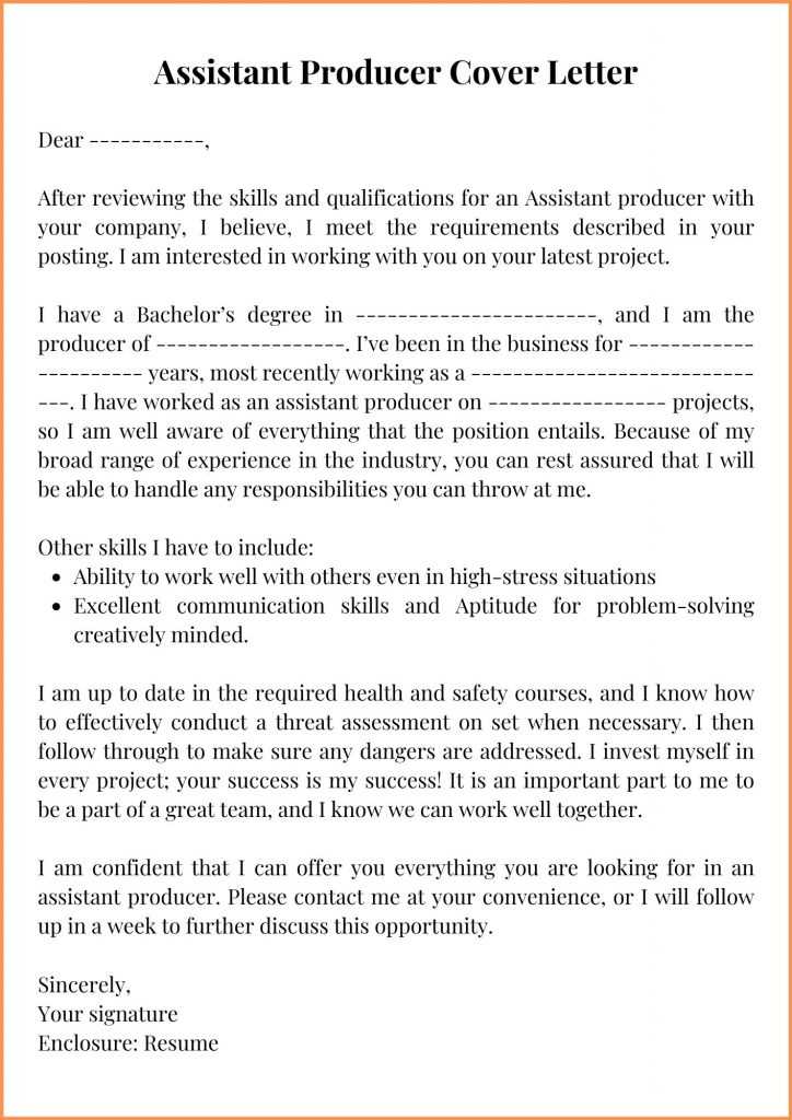 Sample Assistant Producer Cover Letter