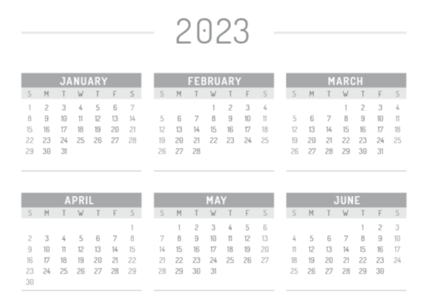 Printable Blank Yearly 2023 Calendar